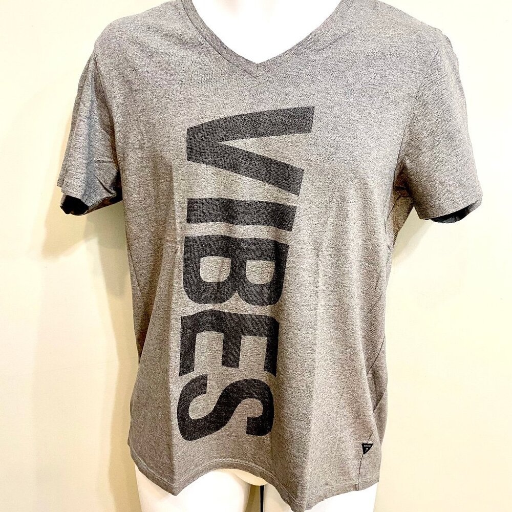 GUESS SILVER PARTY SPARKLY T-SHIRT MEN M